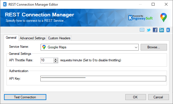 SSIS REST Google Maps Connection Manager